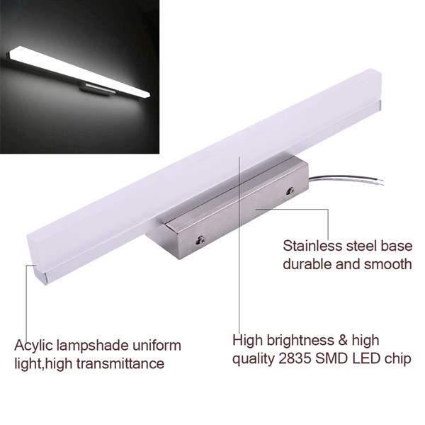 9W 60CM ZC001216 Bathroom Light Bar Silver White Light