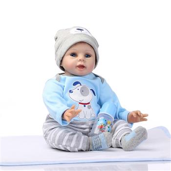 22\\" Mini Cute Simulation Baby Toy in Puppy Pattern Clothes Blue