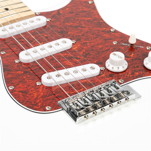 ST3 Stylish Pearl-shaped Pickguard Electric Guitar White & Red