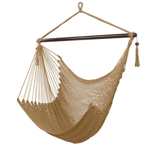 Caribbean Large Hammock Chair Swing Seat Hanging Chair with Tassels Coffee