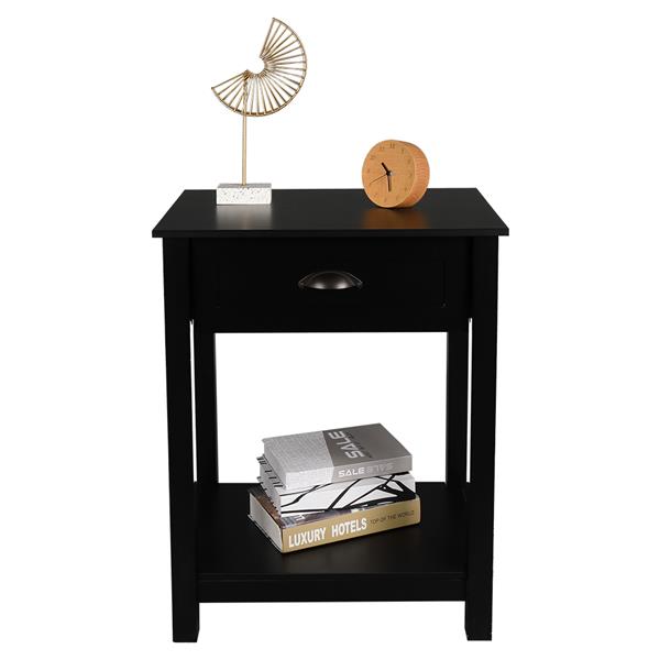 1-Drawer Nightstand End Table Black