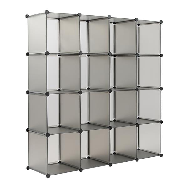 Cube Storage 16-Cube Book Shelf Storage Shelves Closet Organizer Shelf Cubes Organizer Bookcase Gray Color