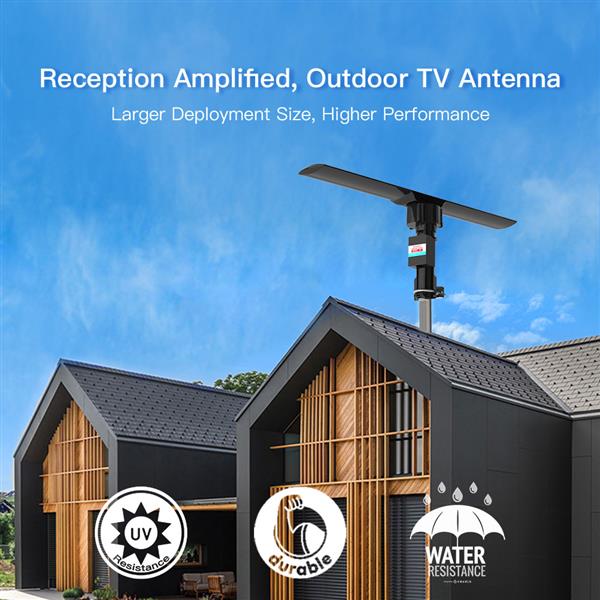 10000A 110V 40-860MHz 20±3dB 350°Rotation UV Dual-band Outdoor Antenna Black