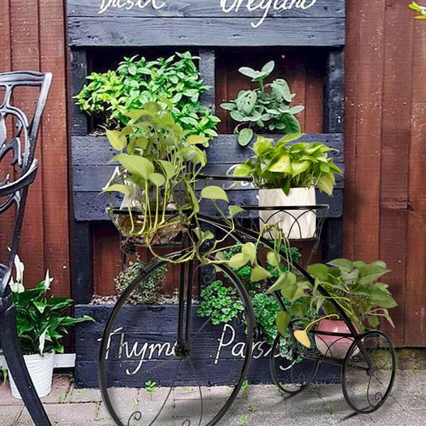 Paint Bicycle Shape 3 Plant Stand Black