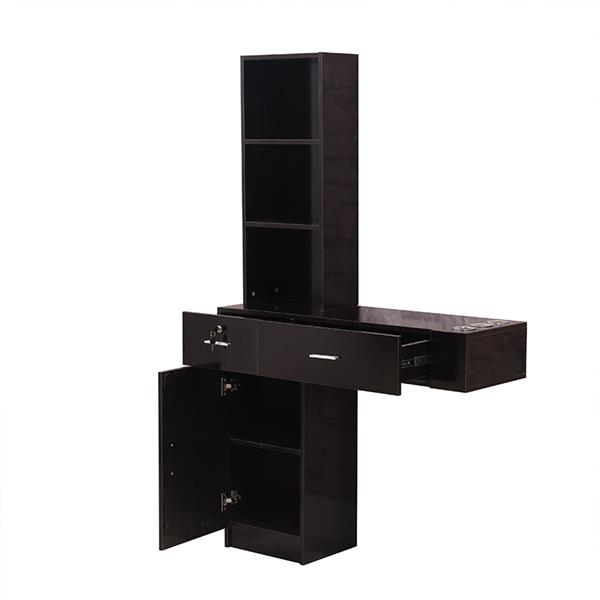 Wall Mount Beauty Salon Spa Mirrors Station Hair Styling Station Desk Black