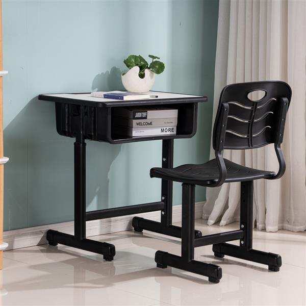 Adjustable Students Children Desk and Chairs Set Black