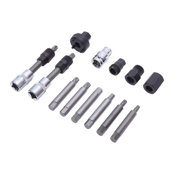 13pcs Alternator Freewheel Pulley Removal Socket Bit Set Garage Service Kit