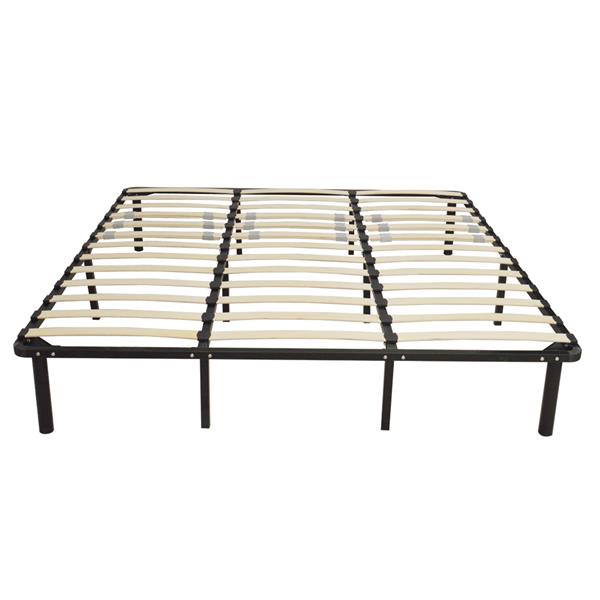 79*75*14 Wooden Bed Slat and Metal Iron Stand King Size Iron Bed Black