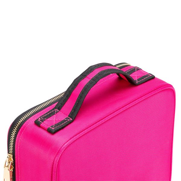 Professional High-capacity Multilayer Portable Travel Makeup Bag Strap Rose Red