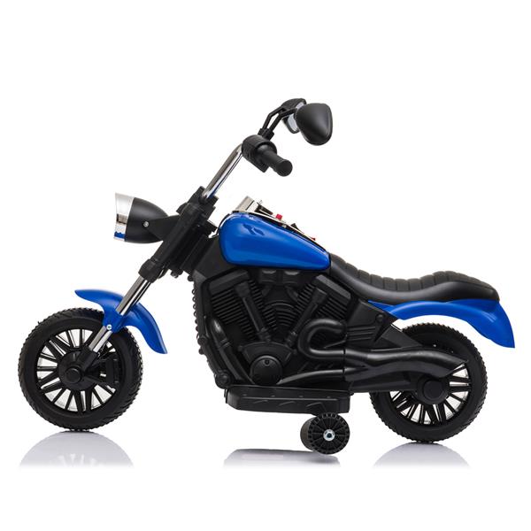 Kids Electric Ride On Motorcycle With Training Wheels 6V Blue