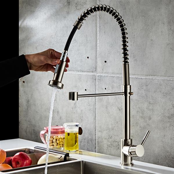 Pull-down Kitchen Faucet-Brushed Nylon Water Pipe