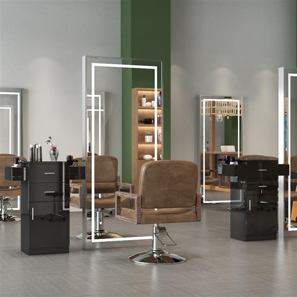 Barbershop Salon Locker / Hair Dryer Rack Drawer with Lock Black