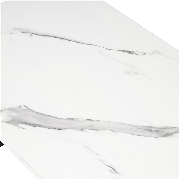 2 Layers 1.5cm Thick MDF Imitation Marble Rectangle Tabletop Iron Coffee Table White