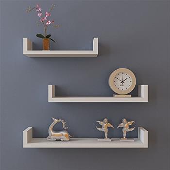 Set of 3 Floating Display Shelves Ledge Bookshelf Wall Mount Storage Home Décor White