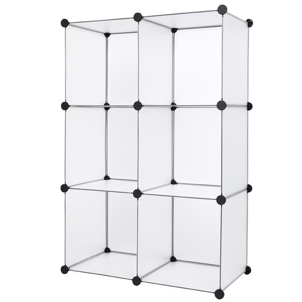 Cube Storage Organizer, 6 Cubes Shoe Rack, DIY Plastic Modular Closet Cabinet Storage Organizer White Color