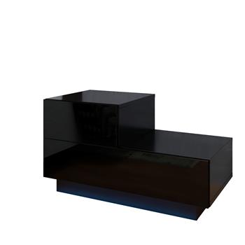 RGB LED 2-Drawer Nightstand End Table Black