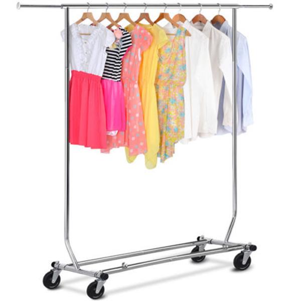 Portable Single-bar Steel Clothes Rack Silver