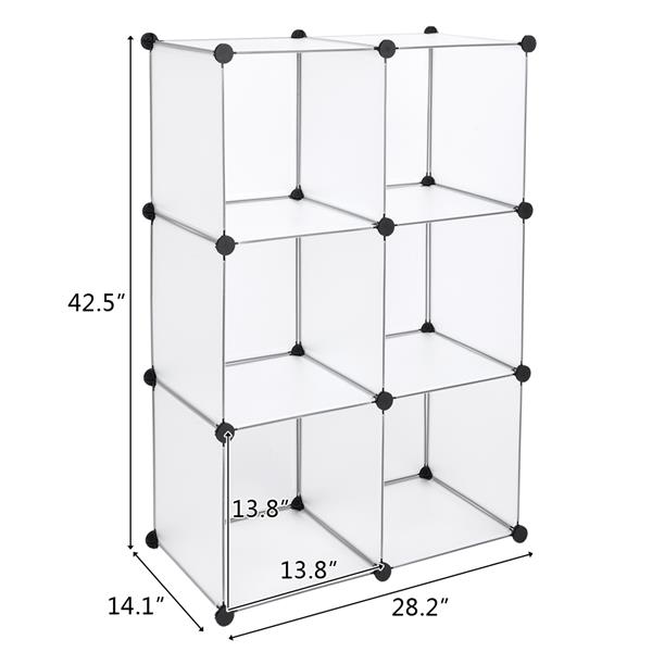 Cube Storage Organizer, 6 Cubes Shoe Rack, DIY Plastic Modular Closet Cabinet Storage Organizer White Color