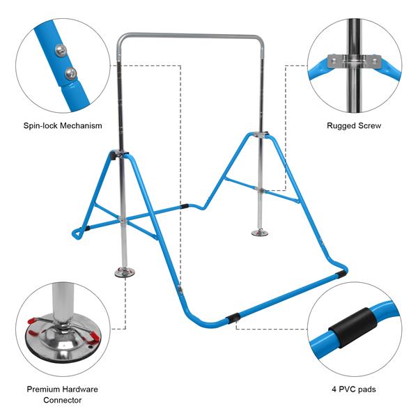 Foldable Children's Horizontal Bar Gymnastics Bar Blue