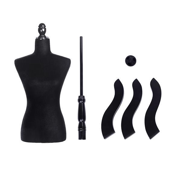 Half-Length Foam & Brushed Fabric Coating Lady Model for Clothing Display Black