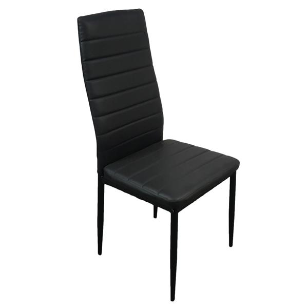 6pcs Elegant Assembled Stripping Texture High Backrest Dining Chairs Black 