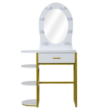 FCH Special-shaped Mirror Single Drawer Three-layer Frame-Steel Frame Dresser White