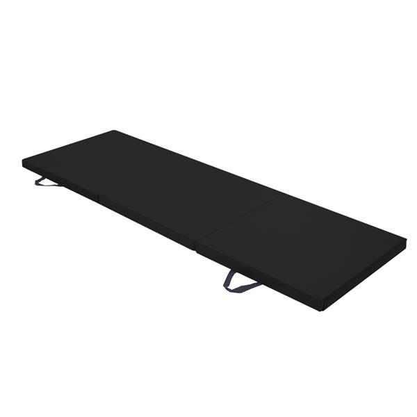 6'x2'x2" Tri-fold Gymnastics Yoga Mat with Hand Buckle Black