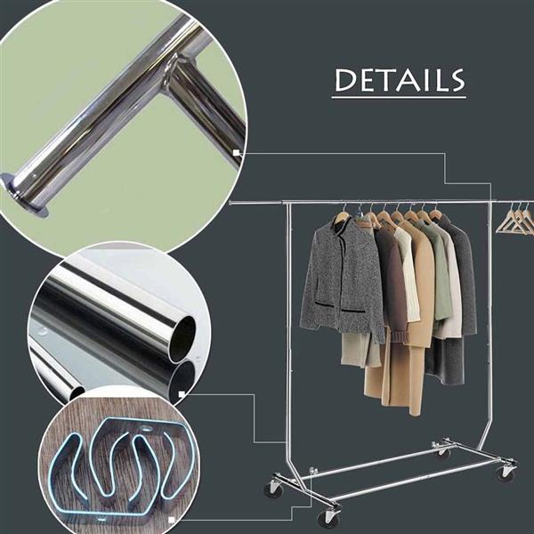 Portable Single-bar Steel Clothes Rack Silver