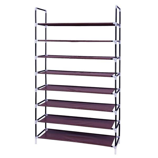 100cm Ultra Large Capacity 8 Layers Non-woven Fabrics & Steel Shoe Rack Dark Brown