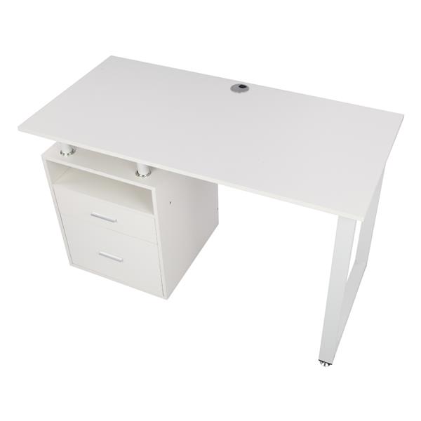 Pipe Rack Two Drawers Computer Desk White