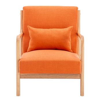 Fabric Oak Sofa Orange (66 x 68 x 75cm)