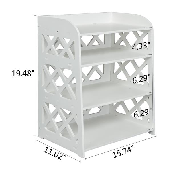 Wood Plastic Board 4-storey Locker Bedside Cabinet Tea Table Coffee Table White