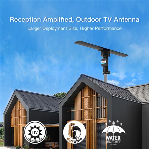 10000 110V 40-860MHz 20±3dB 350°Rotation UV Dual-band Outdoor Antenna Black