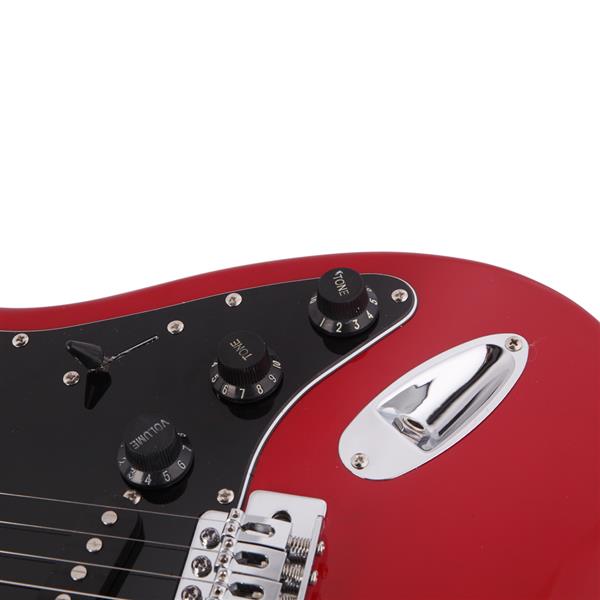 ST Stylish Electric Guitar with Black Pickguard Red