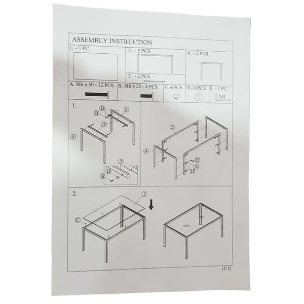 Simple Assembled Tempered Glass & Iron Dinner Table Black