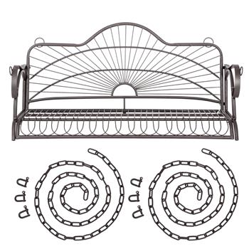  咖啡色烤漆太阳造型户外花园双人铁艺秋千椅（HT-YZ002 不含秋千架）