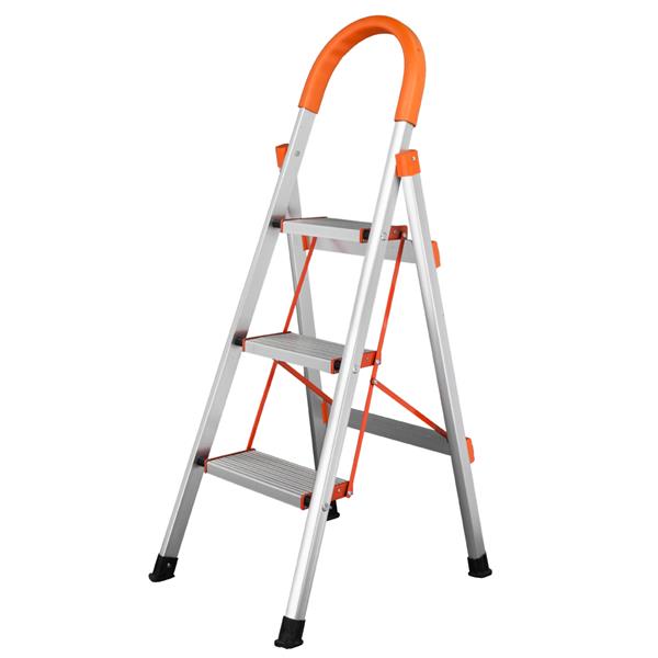 Non-slip 3-Step Aluminum Ladder Folding Platform Stool 330 lbs Load Capacity Orange （Do Not Sell on Amazon）