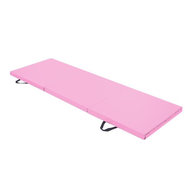 6'x2'x2" Tri-fold Gymnastics Yoga Mat with Hand Buckle Pink