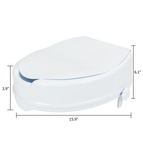 4" High Quality Elevated Toilet Seat with Cover White