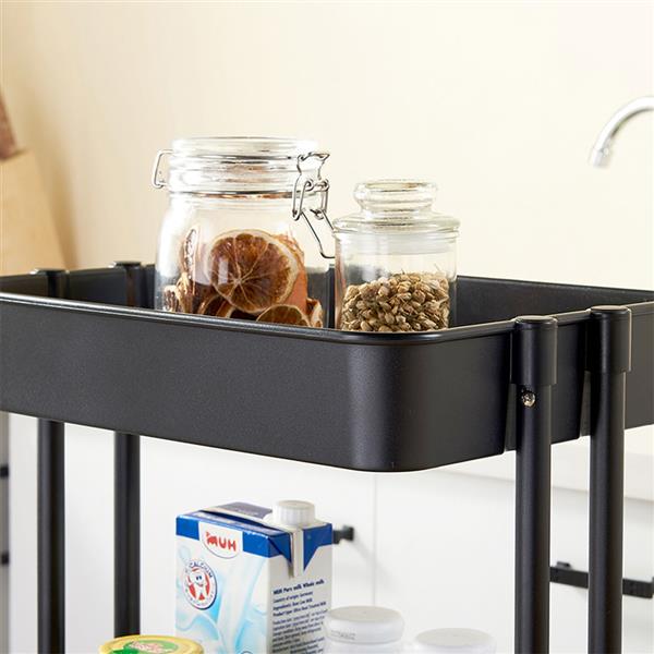 3-Tier Home Kitchen Storage Utility cart Metal&ABS -Black