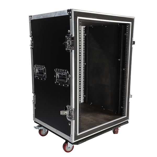 19" 16U Double Layer Double Door DJ Equipment Cabinet Black & Silver