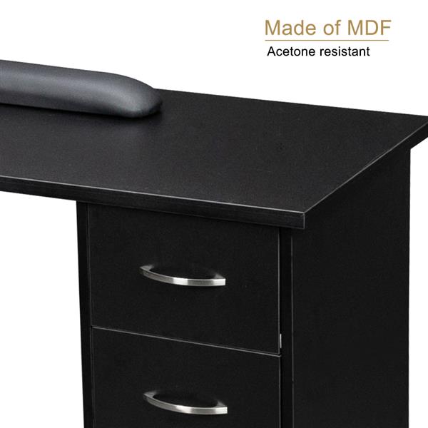 Manicure Table With 1 Door And 4 Drawers/P2 Certification Board/Pu8 Wheels (4 Brakes)/With Hand Pillow Black