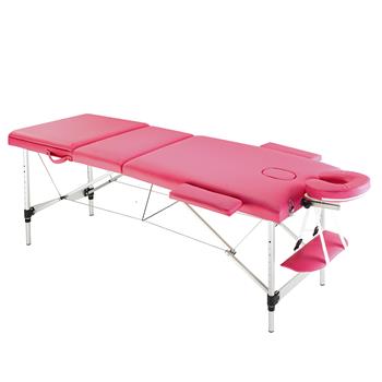 3 Sections Folding Portable Aluminum Foot Beauty Massage Table 60CM Wide Pink