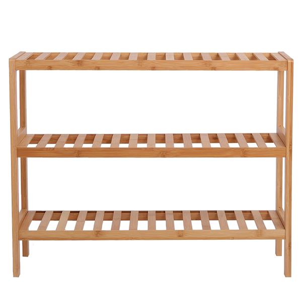 100% Bamboo Shoe Rack Bench, Shoe Storage, 3-Layer Multi-Functional Cell Shelf, Can Be Used For Entrance Corridor, Bathroom, Living Room And Corridor 70 * 25 * 55 - Natural