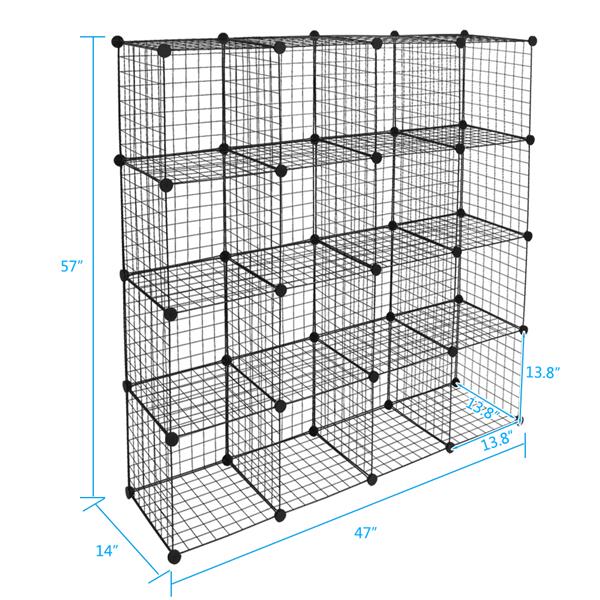 16-Cube Organizer Cube Storage Storage Shelves Wire Cube Storage Origami Shelves Metal Grid Multifunction Shelving Unit Modular Cubbies Organizer Bookcase