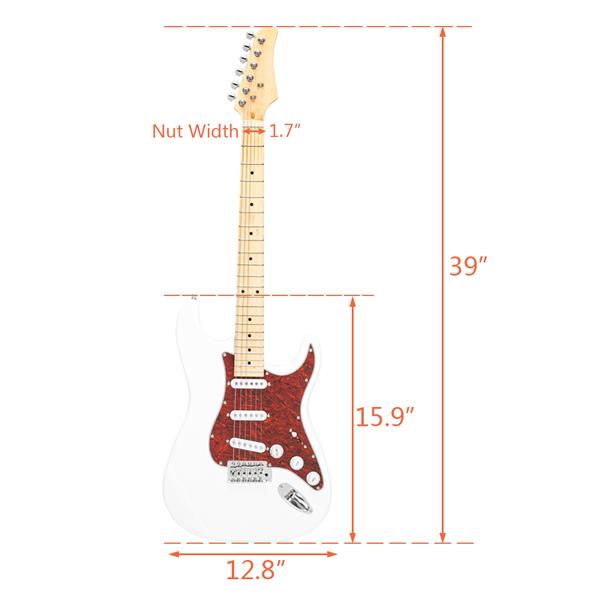 ST3 Stylish Pearl-shaped Pickguard Electric Guitar White & Red