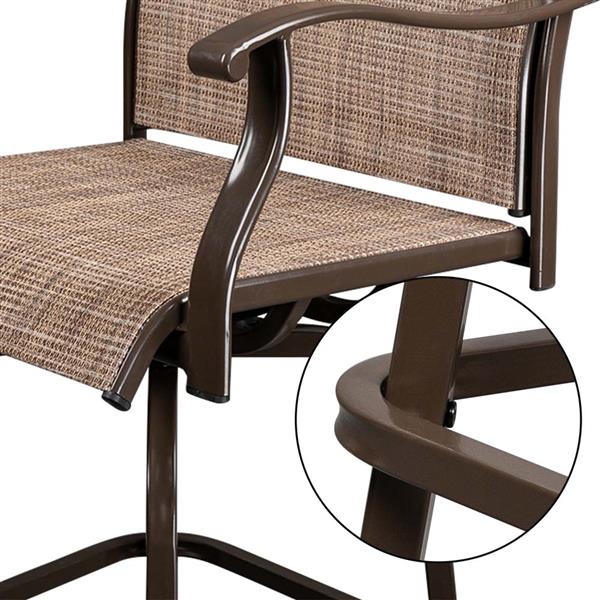 2pcs Wrought Iron Swivel Bar Chair Patio Swivel Bar Stools Brown