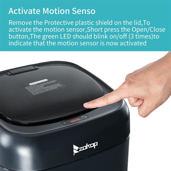 35L Smart Motion Sensor Automatic Trash Can Waste Bin Blue