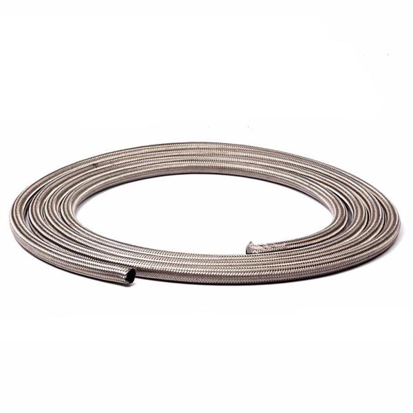 4AN 10Ft General Type Stainless Steel Braided Fuel Hose Silver