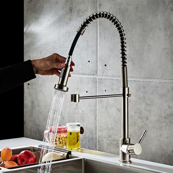 Pull-down Kitchen Faucet-Brushed Nylon Water Pipe